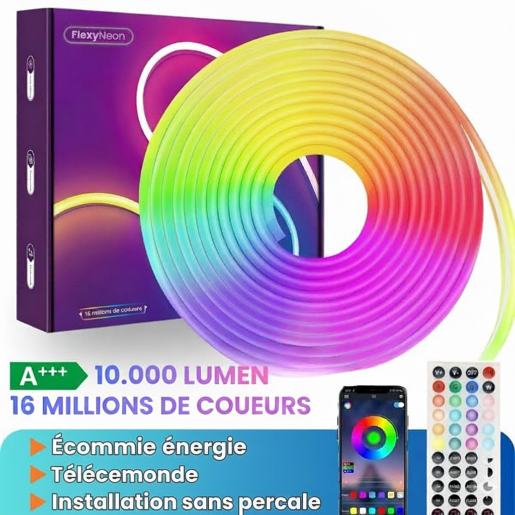Bandeau LED Néon qui Transforme la Maison en 10 Minutes — Lumière élégante et Ambiance Chaleureuse Chaque Soir sans Électricien