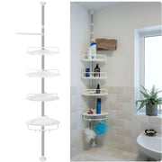 Étagère d'angle pour douche Hamitor – réglable, 4 niveaux, télescopique, avec porte-serviettes et porte-shampoing