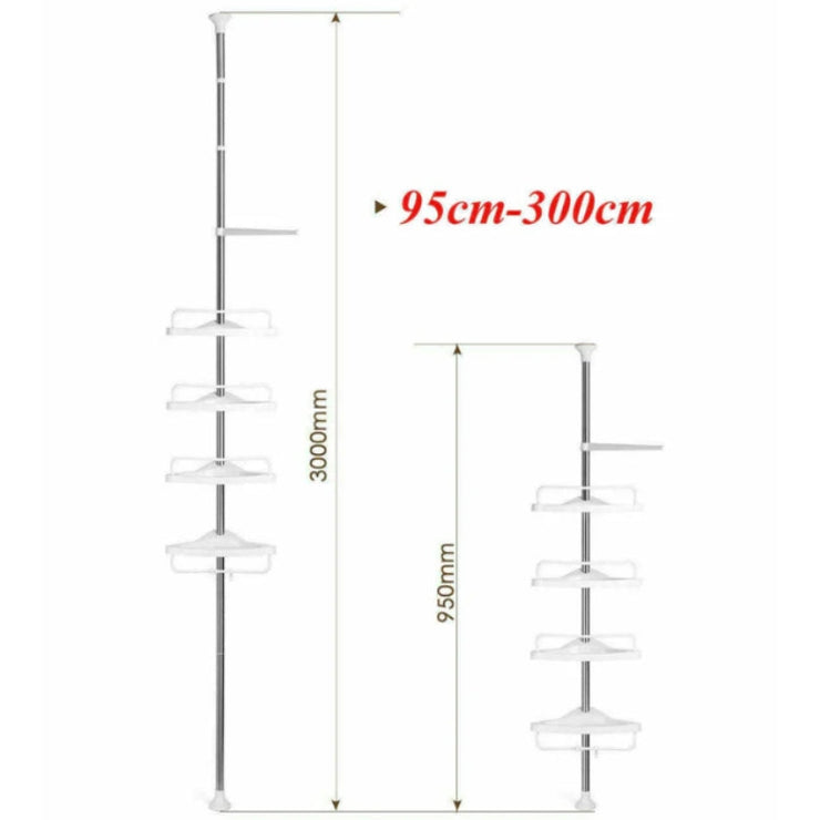 Étagère d'angle pour douche Hamitor – réglable, 4 niveaux, télescopique, avec porte-serviettes et porte-shampoing
