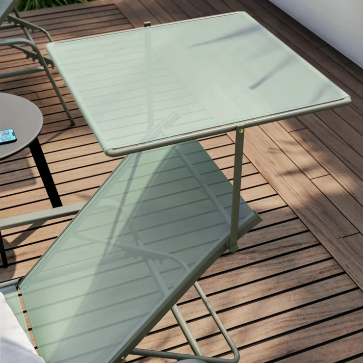 Les Chaises Longues Avec Verrière en Acier et Textilène vert - Levanto