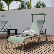 Les Chaises Longues Avec Verrière en Acier et Textilène vert - Levanto