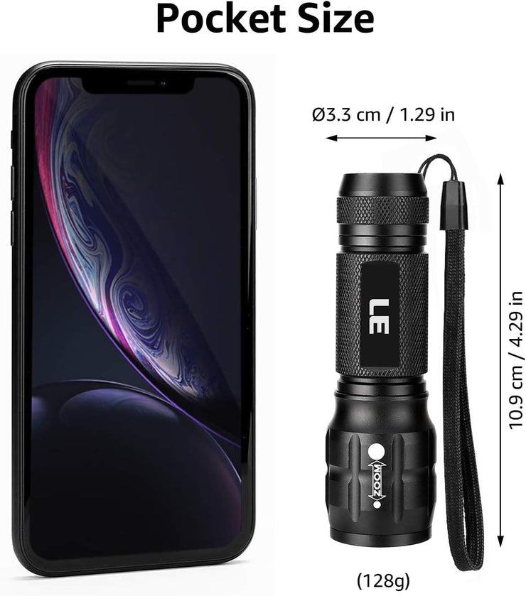Lampe Torche Puissante Lighting EVER LE L8000 - Étanche IPX4, Zoomable, Piles Incluses, Aluminium Militaire pour Camping, Randonnée et Urgences