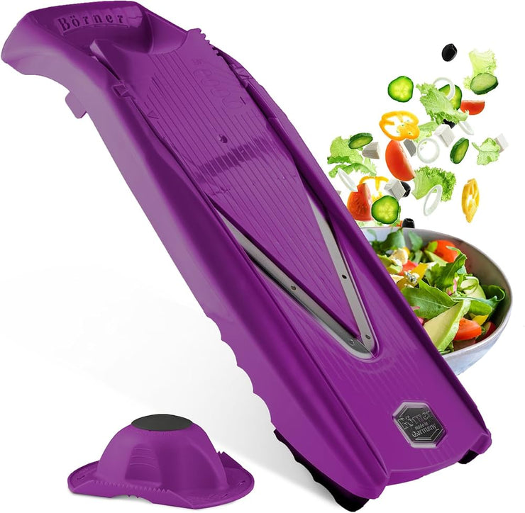 Cepillo de verduras Börner V1 ClassicLine Juego básico (4 piezas) • Cepillo en V clásico + Portafrutas + discos e inserto de seguridad • Rallador de verduras para rodajas (BE) 