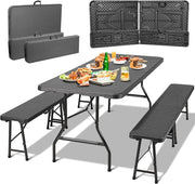 Jardin Pro™ – Table + 2 Bancs Pliables 180 cm