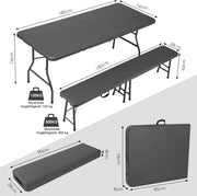 Jardin Pro™ – Table + 2 Bancs Pliables 180 cm