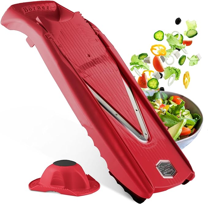 Cepillo de verduras Börner V1 ClassicLine Juego básico (4 piezas) • Cepillo en V clásico + Portafrutas + discos e inserto de seguridad • Rallador de verduras para rodajas (BE) 