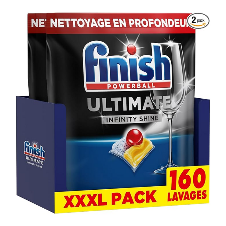 160 cápsulas para lavavajillas Finish Ultimate Infinity Shine 