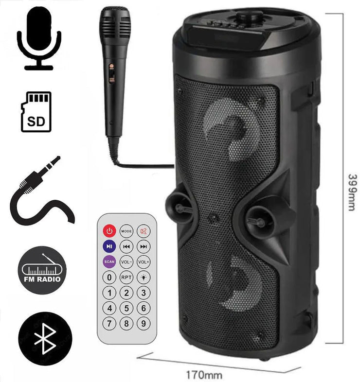 Enceinte Bluetooth Sans Fil de Nouvelle Génération Dolby Surround 95 Watts + Micro Karaoké : Son Clair jusqu'à 20 Mètres de Distance