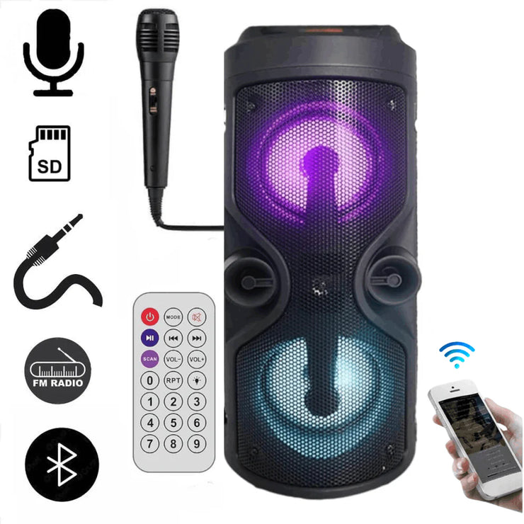 Enceinte Bluetooth Sans Fil de Nouvelle Génération Dolby Surround 95 Watts + Micro Karaoké : Son Clair jusqu'à 20 Mètres de Distance