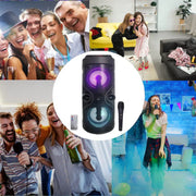 Enceinte Bluetooth Sans Fil de Nouvelle Génération Dolby Surround 95 Watts + Micro Karaoké : Son Clair jusqu'à 20 Mètres de Distance