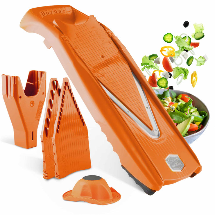 Cepillo de verduras Börner V1 ClassicLine Juego básico (4 piezas) • Cepillo en V clásico + Portafrutas + discos e inserto de seguridad • Rallador de verduras para rodajas (BE) 